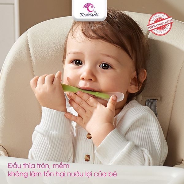 Set 2 Thìa Silicon Ăn Dặm Kichilachi, Thìa Ăn Dặm Cho Bé