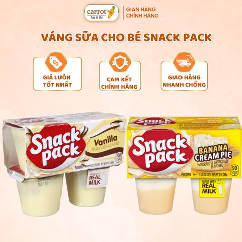 Váng Sữa SNACK PACK Vị Kem Chuối, Vanilla 368G Giàu Canxi Cho Bé
