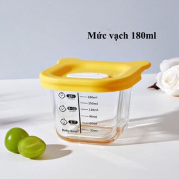 Hộp Trữ Đông Thuỷ Tinh Đựng Thức Ăn Cho Bé Chia Vạch 230ml