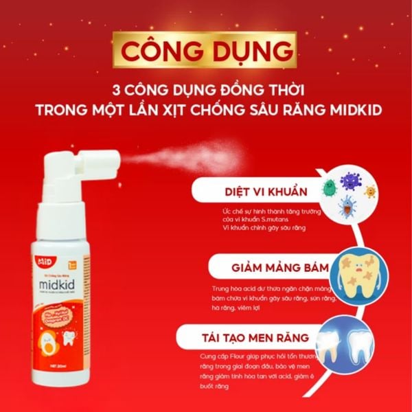 Xịt Chống Sâu Răng Midkid Hương Táo, Chăm Sóc Và Bảo Quả Răng Chắc Khoẻ