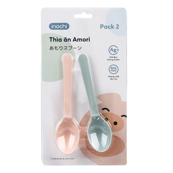 Thìa Ăn Dặm Amori INOCHI Pack 2, Muỗng Ăn Dặm Cho Bé Set 2 Cái