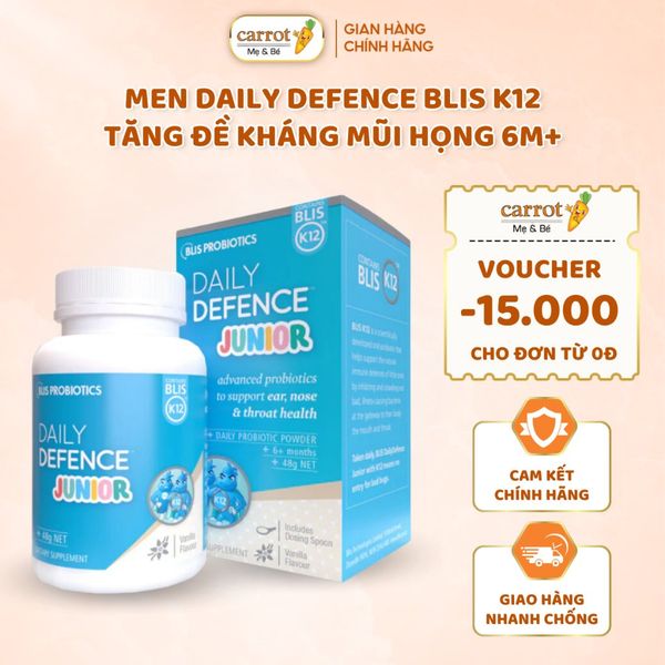 Men Vi Sinh Tai Mũi Họng Blis Daily Defence Junior 40g, Tăng Tề Kháng Mũi Họng Cho Bé 6M+