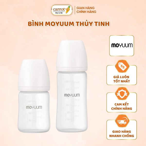 Bình Sữa Moyuum Thủy Tinh Hàn Quốc Chính Hãng Dung Tích 150ML, 240ML