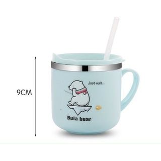 Cốc Uống Nước Giữ Nhiệt Bula Cat 250ML Có Nắp Đậy Chống Đổ Nước Cho Bé