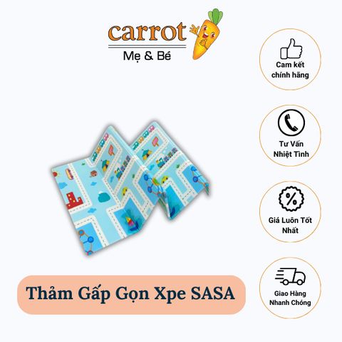 Thảm Gấp Gọn XPE SASA, Cho Bé Tập Bò, Chống Ngã, Làm Bằng Silicon XPE, Thoáng Mát, 1m8x2mx1cm