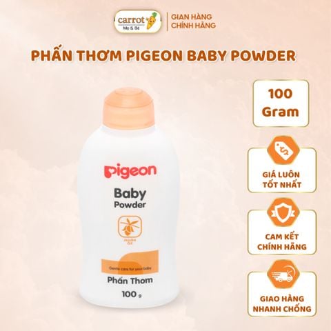 Phấn thơm em bé Pigeon Nắp màu 100g, Bảo Vệ Làn Da Nhạy Cảm Của Bé - Siêu Thị Mẹ Và Bé Carrot