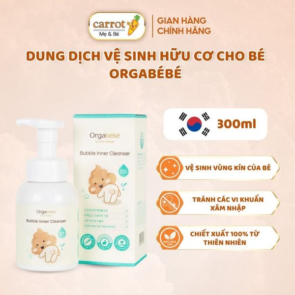 Dung Dịch Vệ Sinh Vùng Kín Và Mông Cho Bé Gái, Trai Orgabebe Làm Mềm Da, Cấp Ẩm Và Làm Dịu Da 300ml