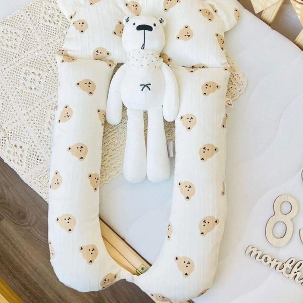 Gối Chặn Chữ U Cho Bé Sơ Sinh Anchee, Vải Thun Gân Anchee Cao Cấp Làm Gối Ôm Gối Chặn, Gối Chống Méo Đầu