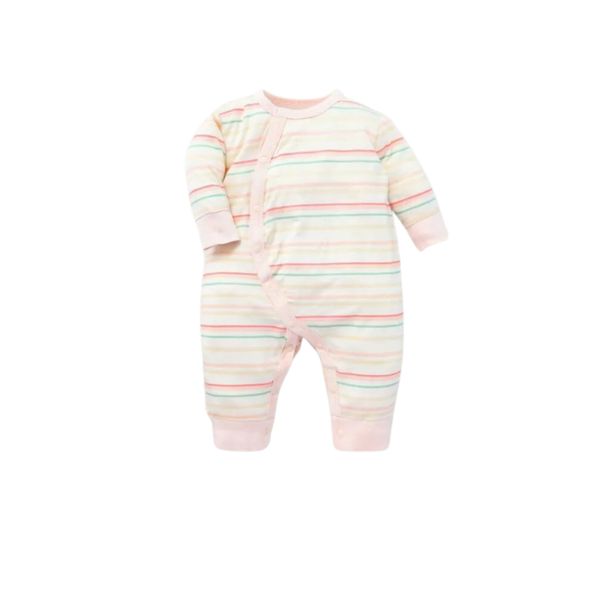 Bodysuit Dài Tay Mompa Cho Bé Sơ Sinh 0-9M Vải Modal Thấm Hút Mềm Mịn Cúc Chéo