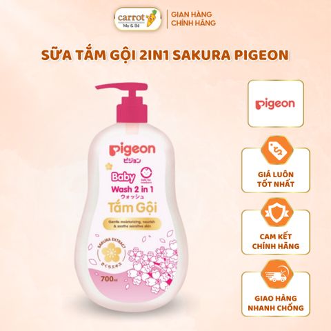 Sữa Tắm Gội 2In1 Sakura Pigeon Cho Bé 700ML