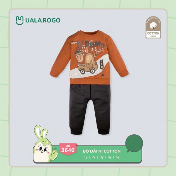 Bộ Dài Tay Nỉ Chéo Ualarogo UR3646, Set Đồ Bộ Cho Bé Trai 1-5 Tuổi