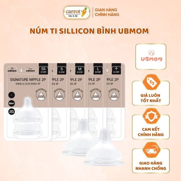 Núm Ti Bình Sữa UBMOM Hàn Quốc Đủ Size S, M, L, + Cho Bé