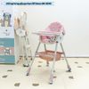 Ghế Ăn Dặm Ngả Lưng Gấp Gọn UMOO Màu Hồng Họa Tiết Thỏ - UM-05145