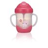 Bình Uống Nước Có Ống Hút Tay Cầm KUKU 200ML Màu Hồng
