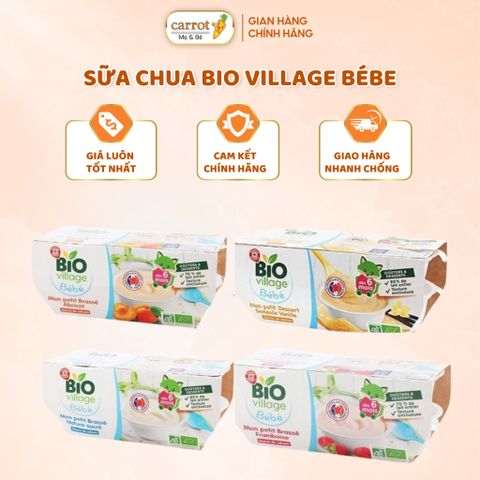 Sữa Chua Bio Village Bébe 400G 4 Vị Cho  Bé Từ 6 Tháng Tuổi