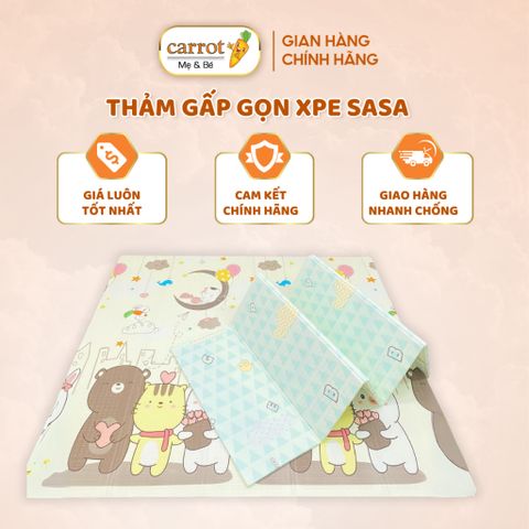 Thảm Gấp Gọn XPE SASA, Cho Bé Tập Bò, Chống Ngã, Làm Bằng Silicon XPE, Thoáng Mát, 1m8x2mx1cm