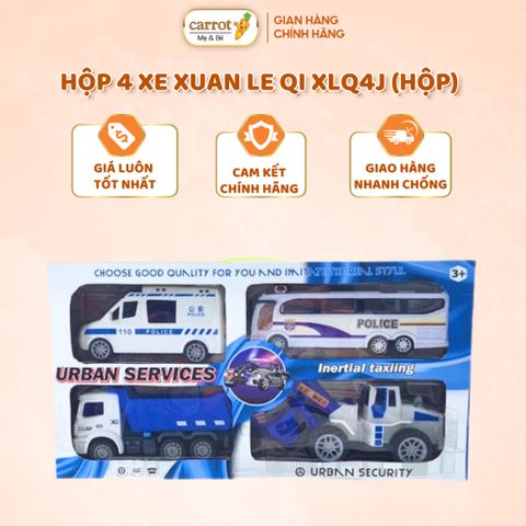 Hộp Đồ Chơi 4 Xe Xuan Le Qi XLQ4J Cho Bé 3 Tuổi, Xe Cảnh Sát