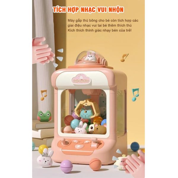 Máy Gắp Thú Bông Mini Doll Machine ME-054 Có Nhạc Kèm Gấu Và Bóng Gắp Cho Bé