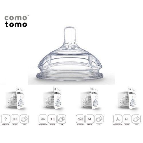 Núm Ty COMOTOMO Silicone Mềm Mại Cho Bé Từ 0-6M+, Set Núm