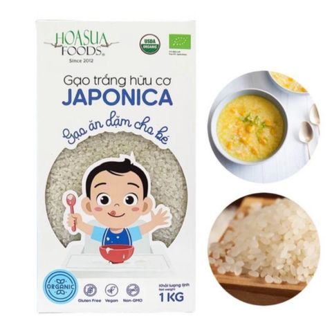 Gạo Trắng Hữu Cơ Japonica Hoa Sữa 1KG, Gạo Trắng Ăn Dặm Cho Bé Japonica