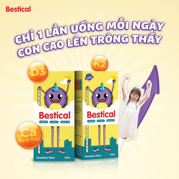 Canxi Bestical 120mL, Canxi Sinh Học, Bổ Sung Canxi Vitamin D3K2 Giúp Xương Và Răng Chắc Khỏe