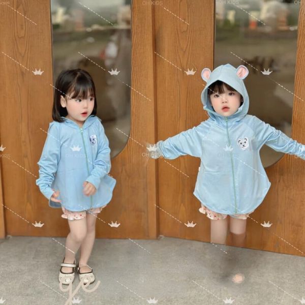 Áo Khoác Chống Nắng Cho Bé Thông Hơi Kim Cương Tai Thỏ