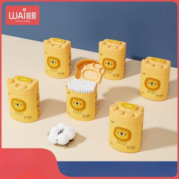 Bông Ngoáy Tai Cho Bé Wai Hộp 200 Chiếc Từ Bông Tự Nhiên, Vệ Sinh Tai Và Mũi An Toàn Cho Bé