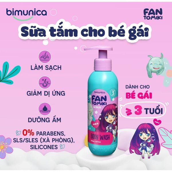 Sữa Tắm Gọi 2in1 Body Wash Bimunica Cho Be Từ 3 Tuổi- Dưỡng Ẩm, Làm Sạch
