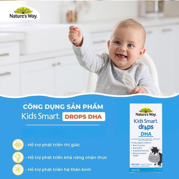 DHA Nature's Way Kids Smart Drops DHA Dạng Giọt 20ml Giúp Tăng Trí Thông Minh, Phát Triển Não Bộ Cho Bé