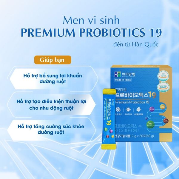 Men Vi Sinh Premium Probiotics 19 Hàn Quốc, Bổ Sung Lợi Khuẩn Vàng Cho Tiêu Hoá Khoẻ Mạnh