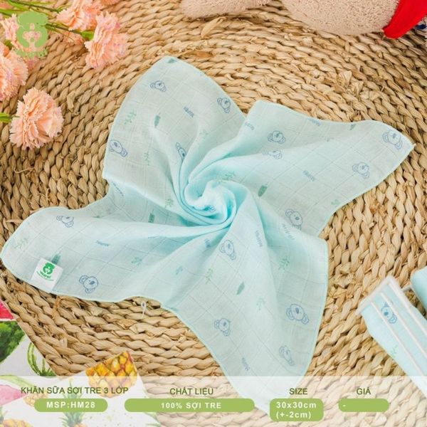 Set 6 Khăn Sữa MIPBI Sợi Tre 100%, Khăn Sợi Tre 3 Lớp