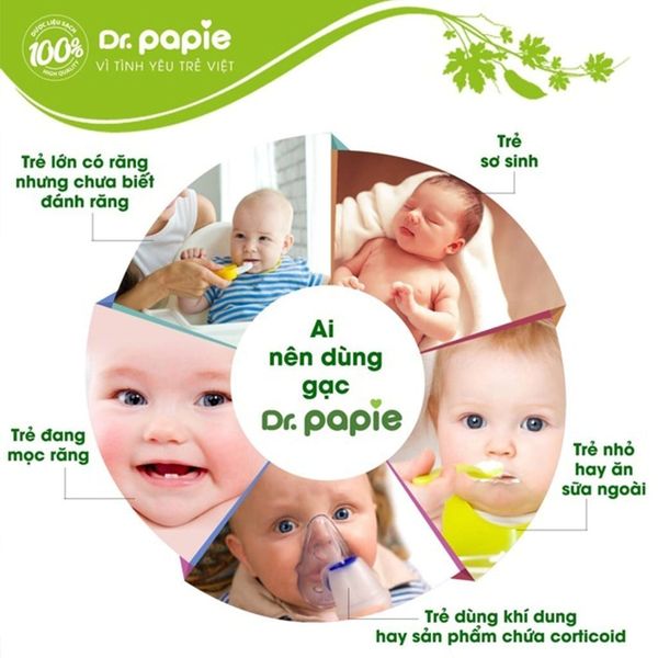 Gạc Rơ Lưỡi Dr. Papie - Rơ Lưỡi Cho Bé Sơ Sinh, Hàng Chính Hãng Hộp 30 Cái