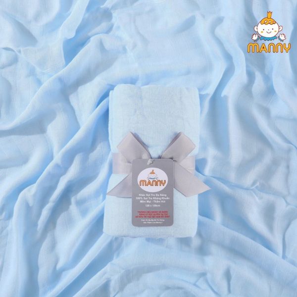 Khăn Tắm Sợi Tre 2 Lớp Cho Bé - Khăn Manny 100% Sợi Tre Màu Trơn Mềm Mịn An Toàn Cho Da Bé