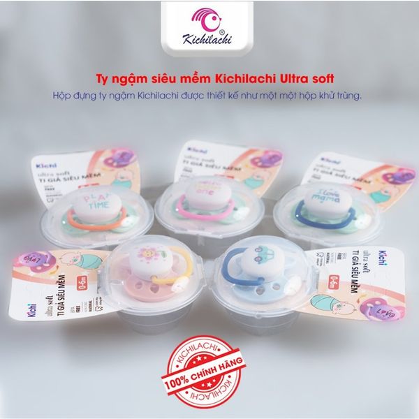 Ti Ngậm KICHI Ultra Soft Cho Bé 0-18M, Ti Giả Silicone Siêu Mềm