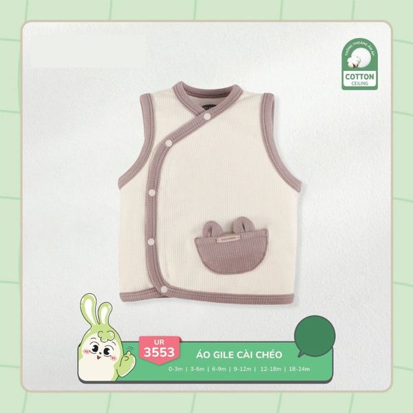 Áo Gile Cho Bé Ualarogo UR3553 Cho Bé Từ 0-2 Tuổi Vải Cotton Cài Chéo