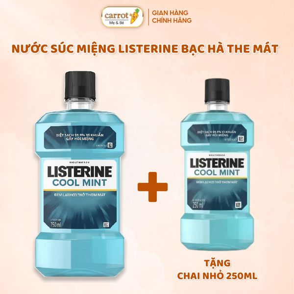 Nước súc miệng Listerine Cool Mint, Giúp Hơi Thở Thơm Mát - Siêu Thị Mẹ Và Bé Carrot