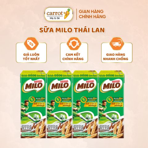 Sữa Milo Thái Lan - Không Ngọt Sắc, Bổ Sung Canxi, Tăng Chiều Cao Cho Bé - Lốc/ 8 Hộp