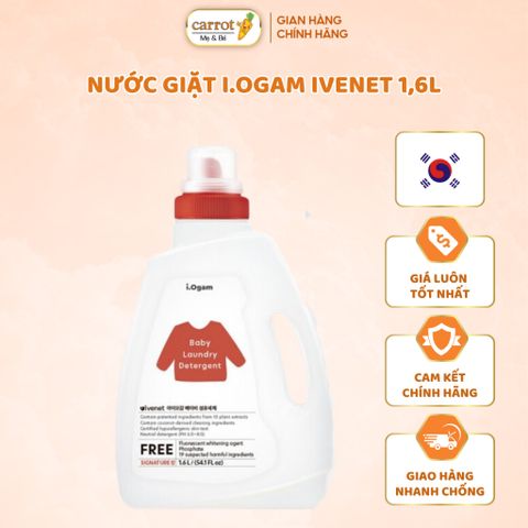Nước Giặt Quần Áo I.Ogam Ivenet Cho Bé Dạng Chai 1.6L