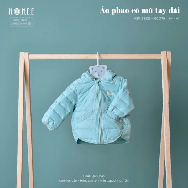Áo Khoác Phao Trần Bông HRNEE Siêu Nhẹ Ấm Cho Bé 9 tháng - 4 Tuổi