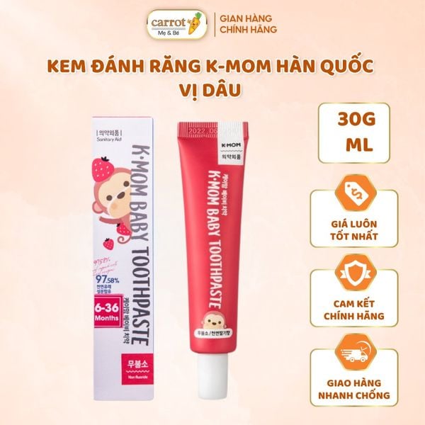 Kem Đánh Răng K-Mom Hàn Quốc  Vị Dâu Cho Bé Từ 6-36M