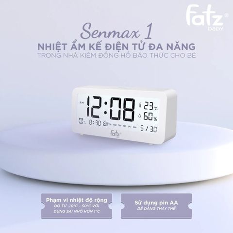 Nhiệt Ẩm Kế Điện Tử Đa Năng Trong Nhà Kiêm Đồng Hồ Báo Thức Cho Bé Senmax 1 – FB8826WS