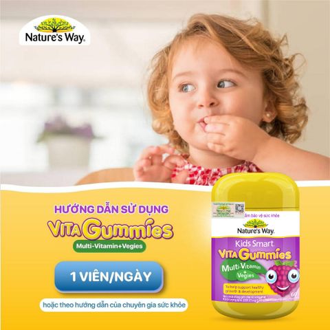 Kẹo Dẻo Vi Chất Vitamin Nature's Way Vita Gummies MultiVitamin+Vegies Bổ Sung Vitamin Và Chất Xơ Cho Bé Hộp 60 Viên