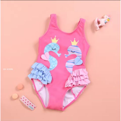 Đồ Bơi Bé Gái không Tay Hở Lưng Hình Cá Ngựa