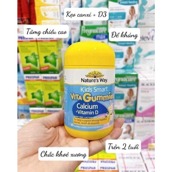 Kẹo Dẻo Canxi Cho Bé Nature’s Way Kids Smart Vita Gummies Calcium + Vitamin D 60 Viên