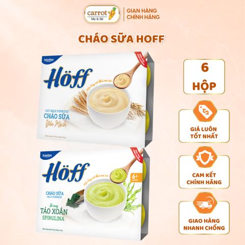 Cháo Sữa Hoff Bổ Sung Chất Xơ Hệ Tiêu Hoá Cho Bé Từ 6 Tháng Vị Cháo Mạch, Tảo Xoắn (Lốc 6 Hộp)