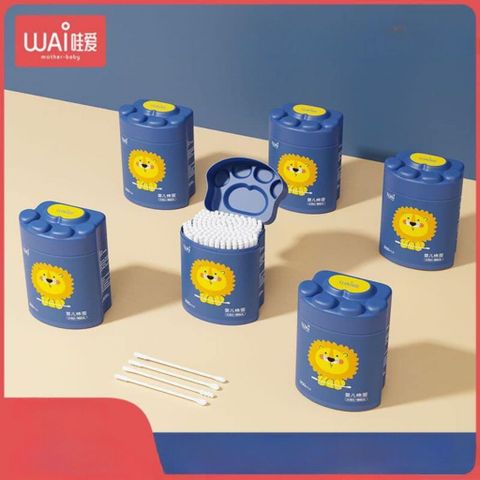 Bông Ngoáy Tai Cho Bé Wai Hộp 200 Chiếc Từ Bông Tự Nhiên, Vệ Sinh Tai Và Mũi An Toàn Cho Bé