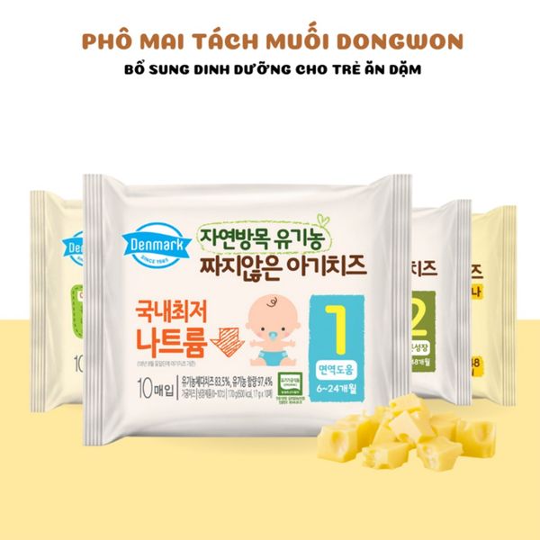Phô Mai Hữu Cơ Tách Muối DENMARK Hàn Quốc Cho Bé Ăn Dặm Từ 6 Tháng