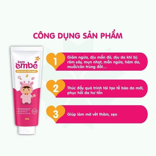 Kem Em Bé Plus, Kem Bôi Da Thảo Dược Giảm Ngứa Nhanh Cho Bé Khi Bị Rôm Sảy, Hăm Da, Muỗi Đốt