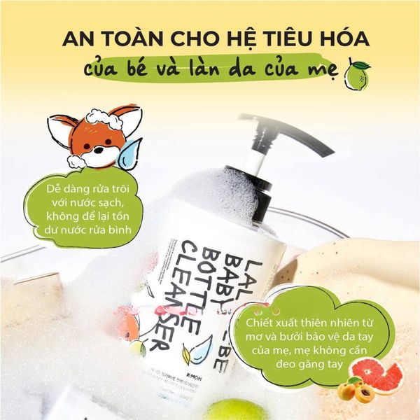 Nước Rửa Bình Sữa Dạng Gel Thuần Chay Lalabebe K-mom Hàn Quốc Chai 500ML