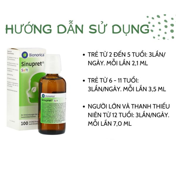 Siro Sinupret Saft Thảo Dược Hỗ Trợ Cải Thiện Sổ Mũi Đường Hô Hấp Cho Bé 100ML